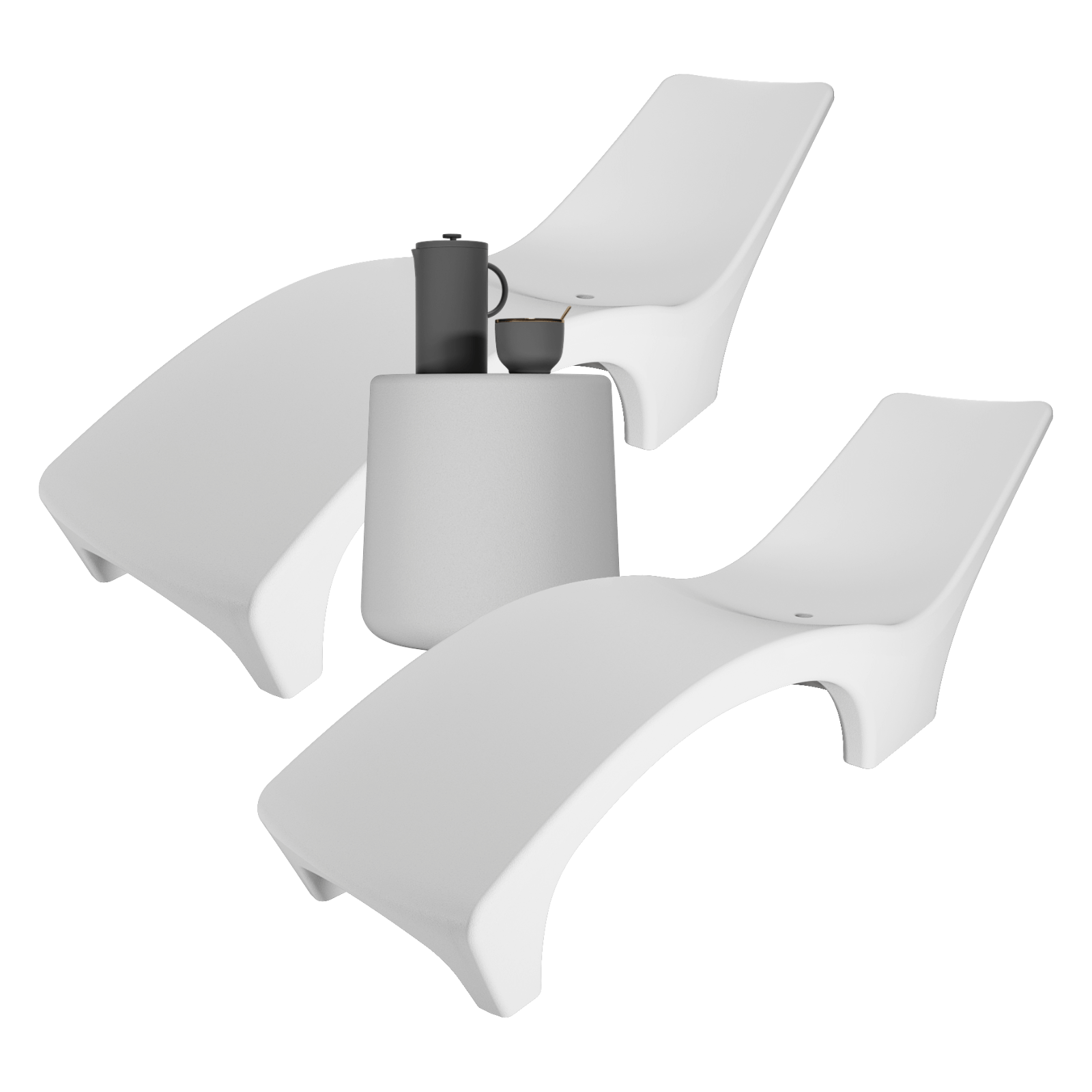 REPOSERA DE PLASTICO PARA PISCINA AMALFI COLOR BLANCO X2 CON MESA