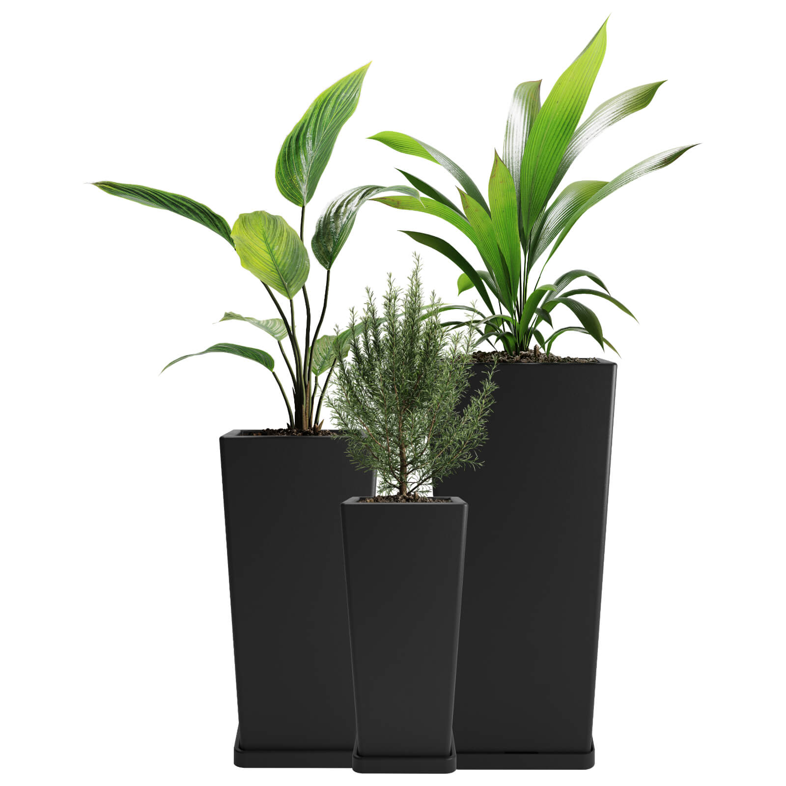 Set maceta macetero de plastico Piramidal colornegro 0